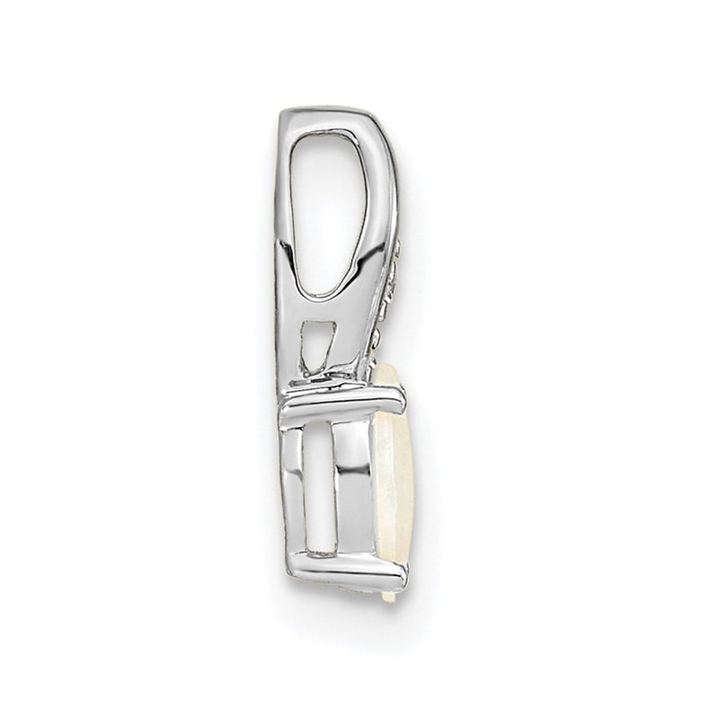 14k White Gold Opal Diamond Pendant