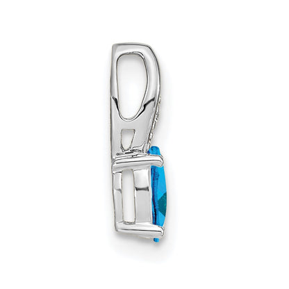 14k White Gold Blue Topaz Diamond Pendant