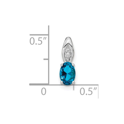 14k White Gold Blue Topaz Diamond Pendant