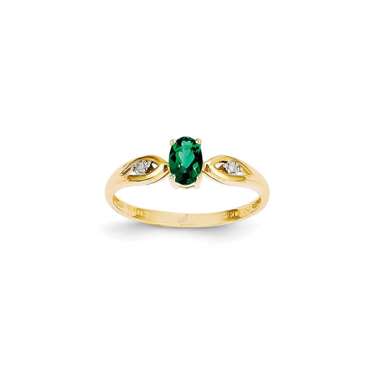 14k Yellow Gold Diamond & Emerald Ring