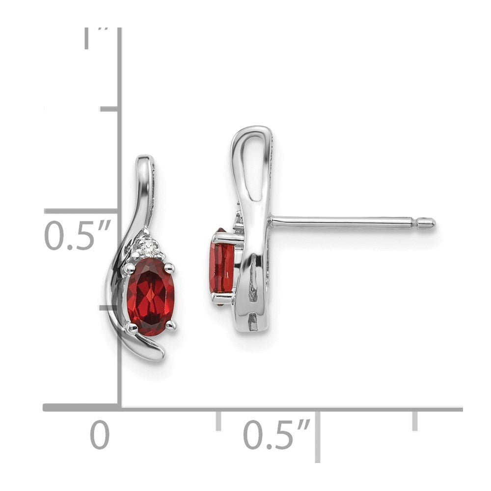 14k White Gold Garnet Diamond Earring