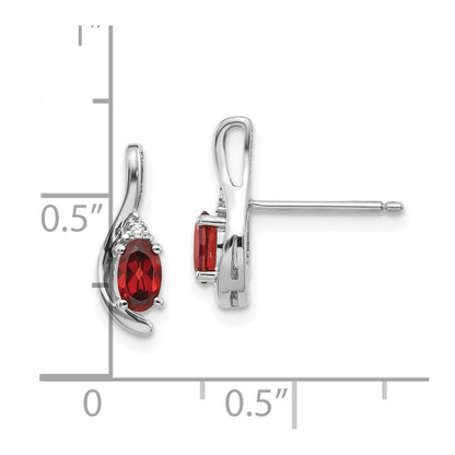 14k White Gold Garnet Diamond Earring