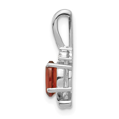 14k White Gold Garnet Diamond Pendant