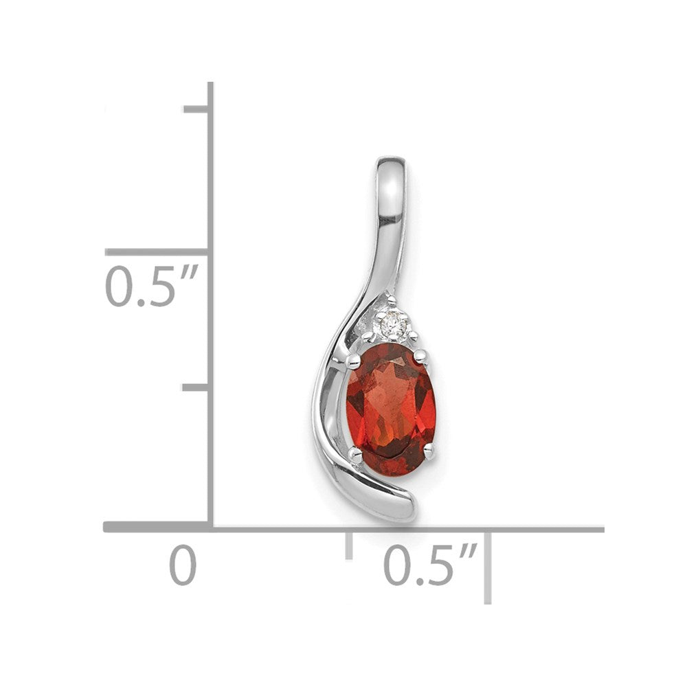 14k White Gold Garnet Diamond Pendant