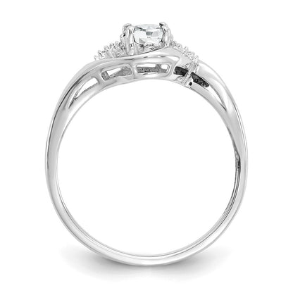 14k White Gold Topaz and Real Diamond Ring