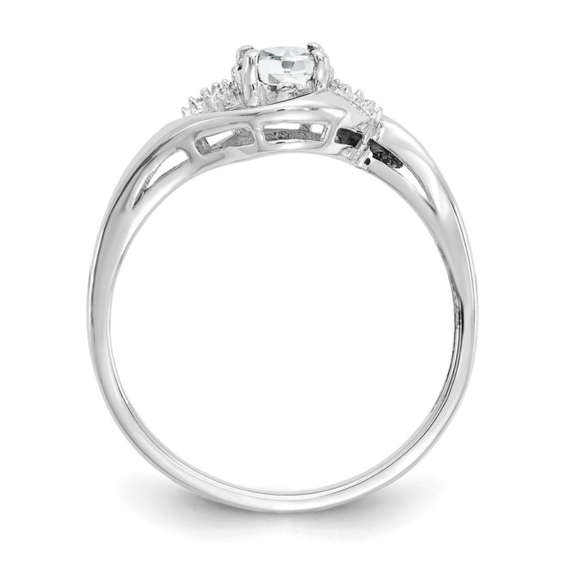14k White Gold Topaz and Real Diamond Ring