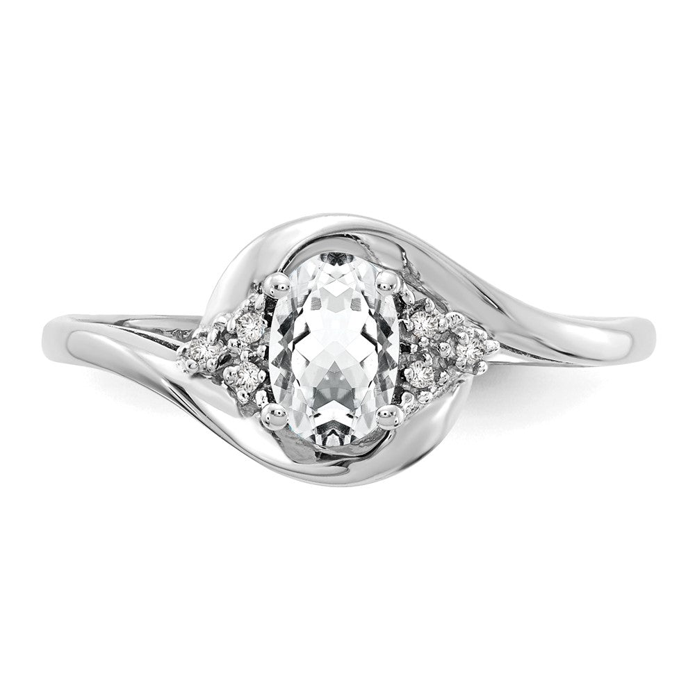 14k White Gold Topaz and Real Diamond Ring