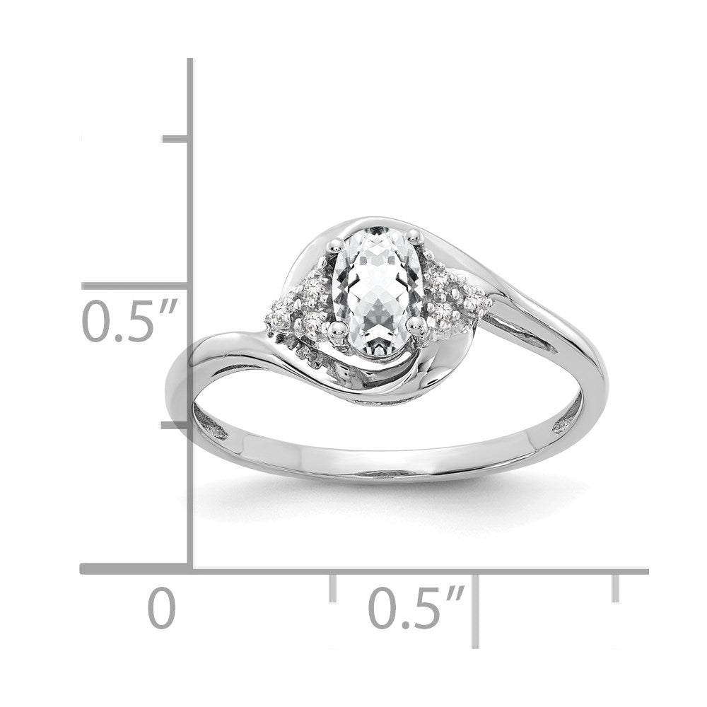 14k White Gold Topaz and Real Diamond Ring