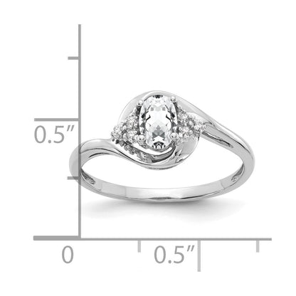 14k White Gold Topaz and Real Diamond Ring