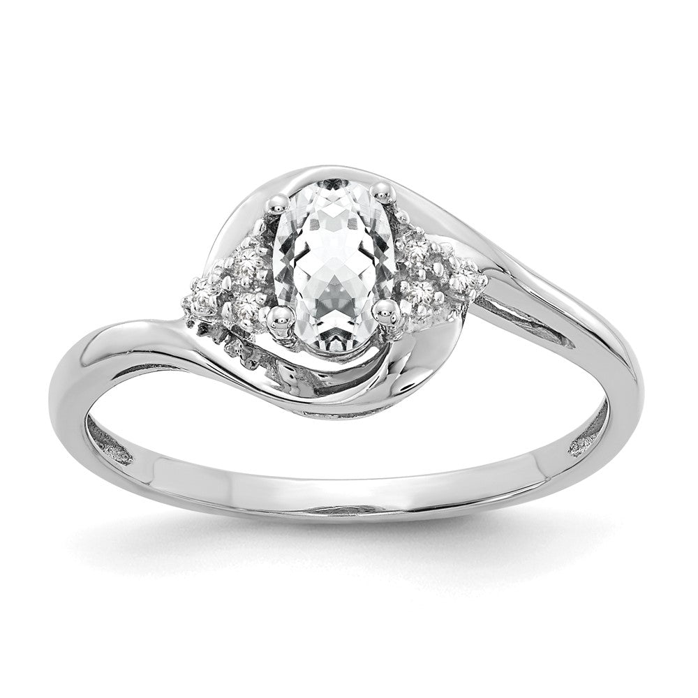 14k White Gold Topaz and Real Diamond Ring