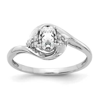 14k White Gold Topaz and Real Diamond Ring