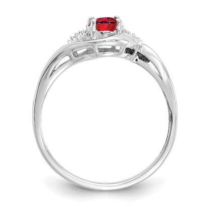 14k White Gold Ruby and Real Diamond Ring