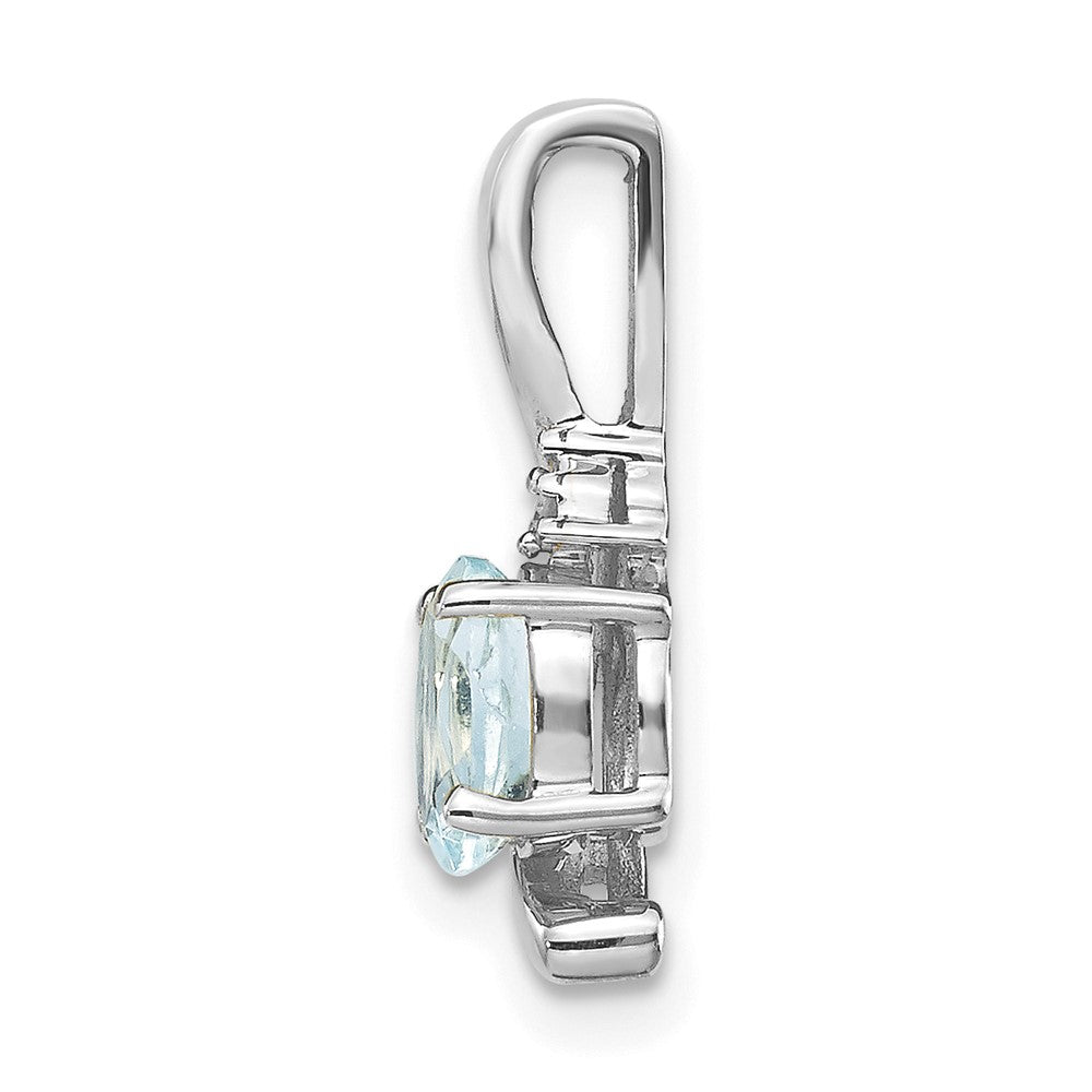 14k White Gold Aquamarine Diamond Pendant