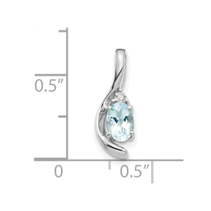 14k White Gold Aquamarine Diamond Pendant