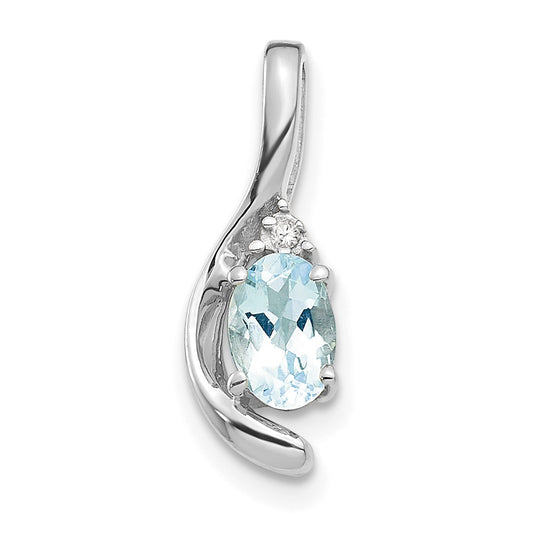 14k White Gold Aquamarine Diamond Pendant