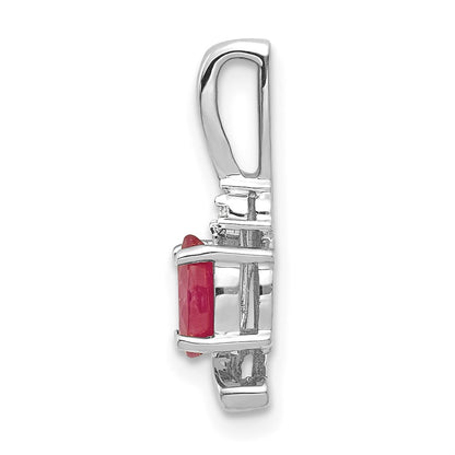 14k White Gold Ruby Diamond Pendant