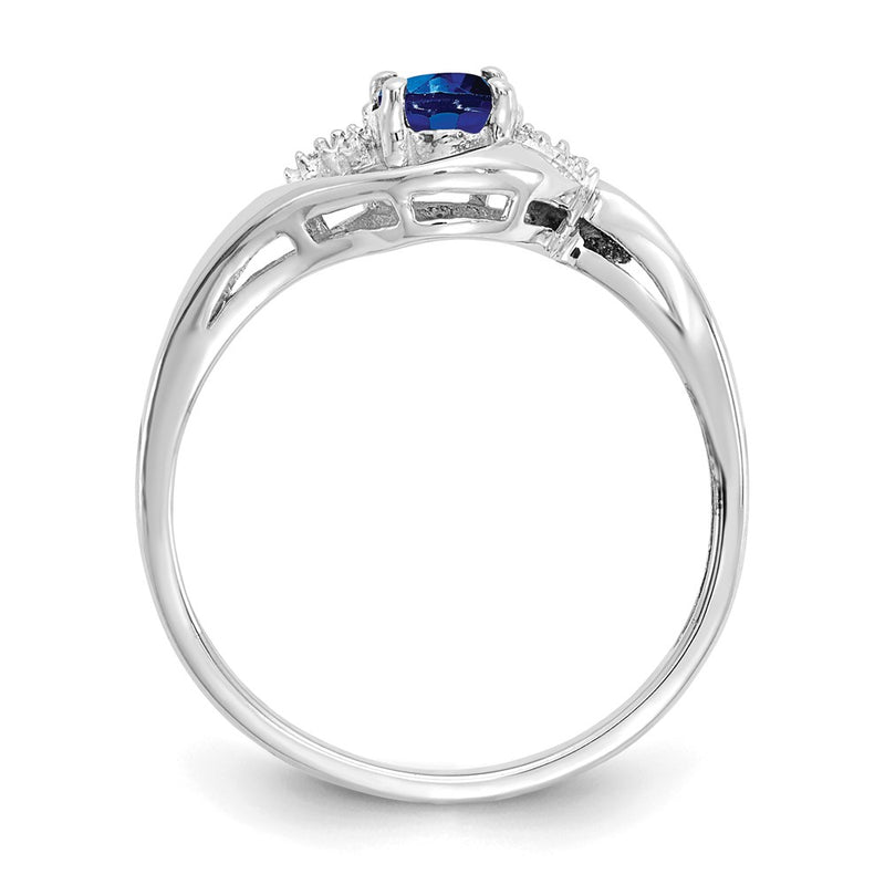 14k White Gold Sapphire and Real Diamond Ring