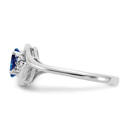 14k White Gold Sapphire and Real Diamond Ring