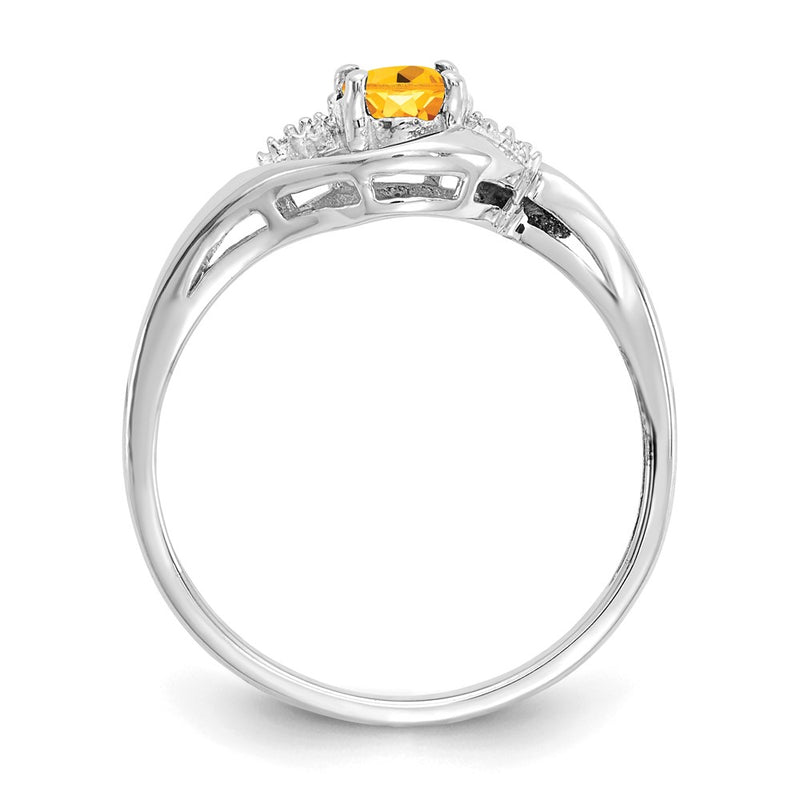 14k White Gold Citrine and Real Diamond Ring
