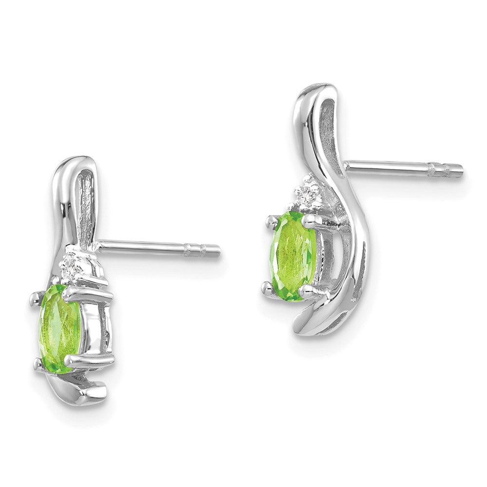 14k White Gold Peridot Diamond Earring