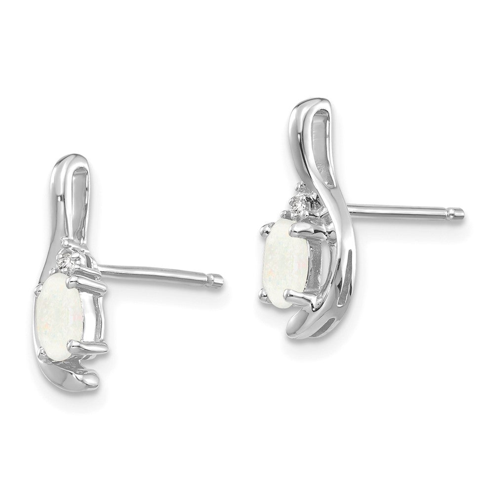 14k White Gold Opal Diamond Earring