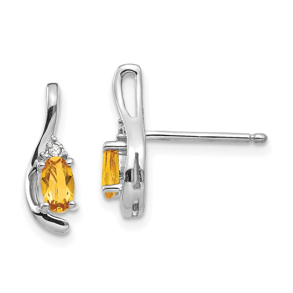 14k White Gold Citrine Diamond Earring