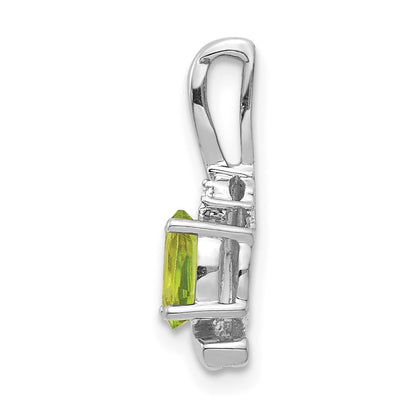 14k White Gold Peridot Diamond Pendant