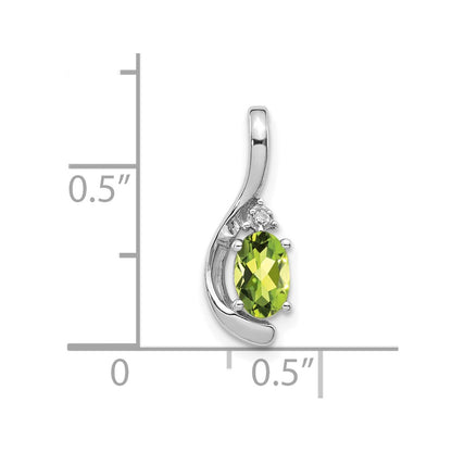 14k White Gold Peridot Diamond Pendant