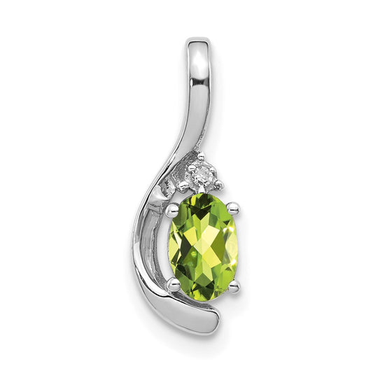 14k White Gold Peridot Diamond Pendant