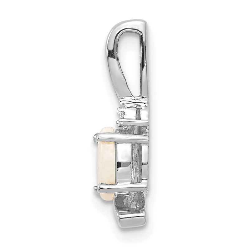 14k White Gold Opal Diamond Pendant