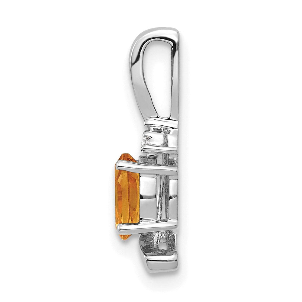 14k White Gold Citrine Diamond Pendant