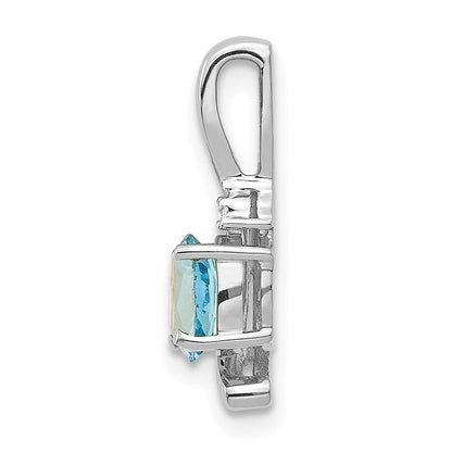 14k White Gold Blue Topaz Diamond Pendant