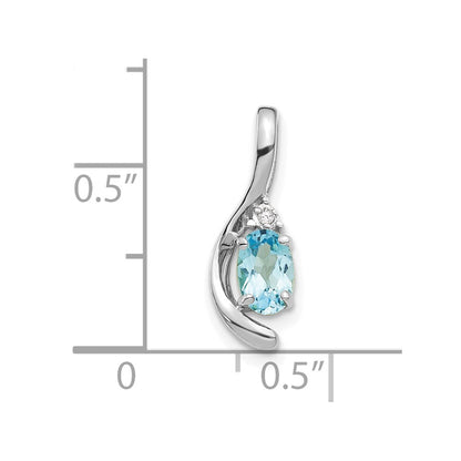 14k White Gold Blue Topaz Diamond Pendant