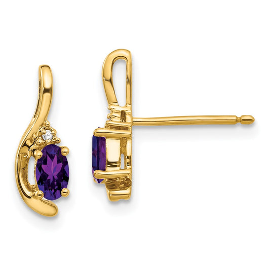 14K Diamond and Amethyst Earrings