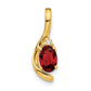 Natural Diamond and Oval Garnet Pendant in Solid 14K Yellow Gold