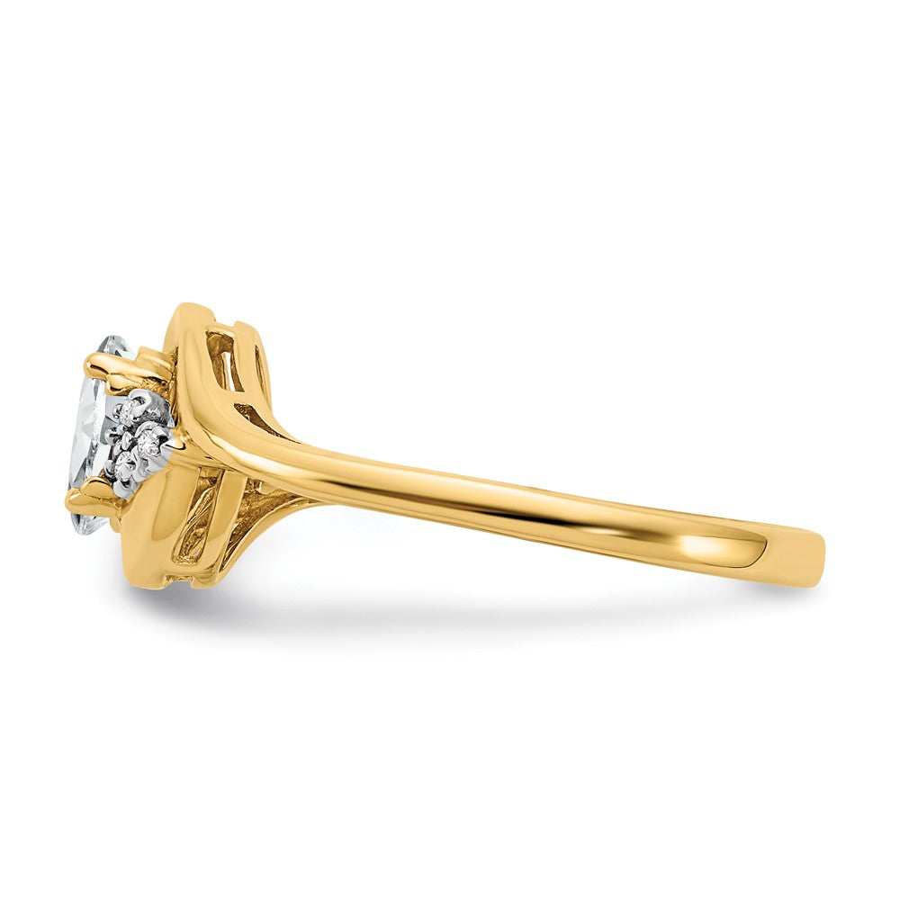 14K Yellow Gold White Topaz and Real Diamond Ring