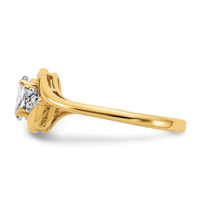 14K Yellow Gold White Topaz and Real Diamond Ring
