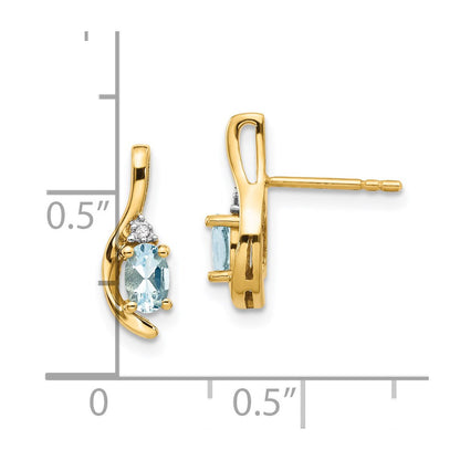 14K Diamond and Aquamarine Earrings
