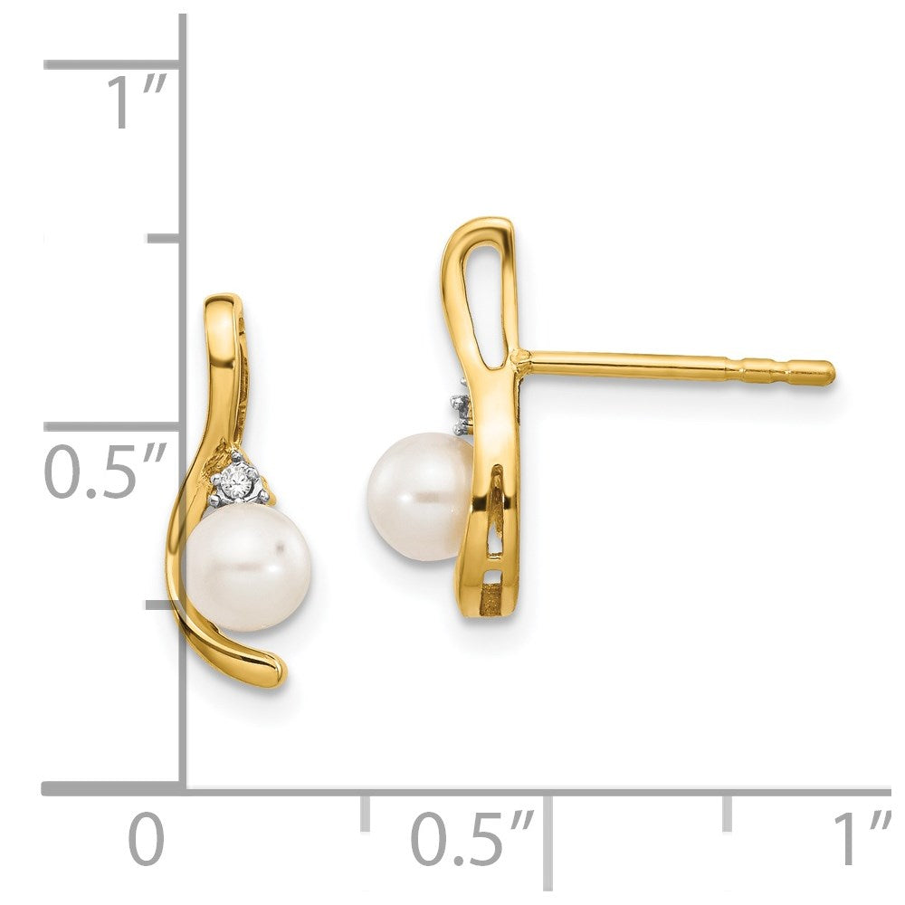 14K Diamond and FW Cultured Pearl Earrings