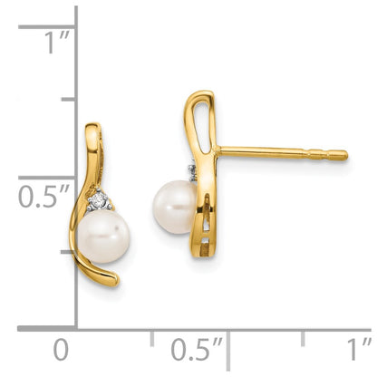 14K Diamond and FW Cultured Pearl Earrings
