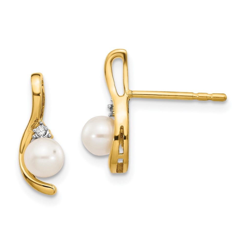 14K Diamond and FW Cultured Pearl Earrings
