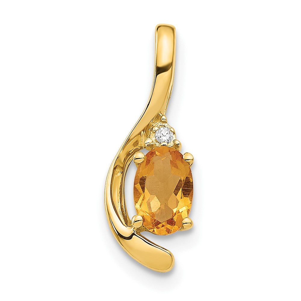 14K Diamond and Citrine Pendant