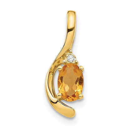 14K Diamond and Citrine Pendant