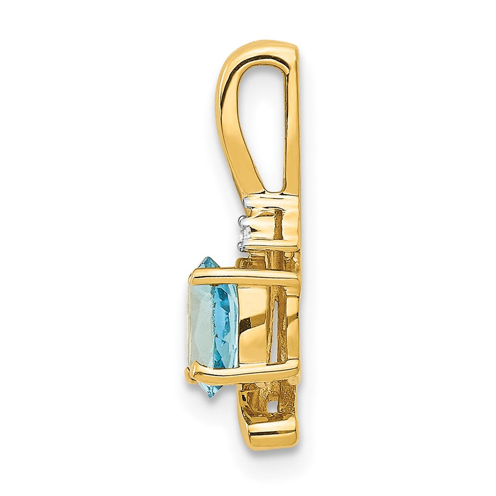 14K Diamond and Blue Topaz Pendant