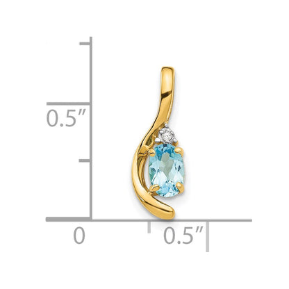 14K Diamond and Blue Topaz Pendant