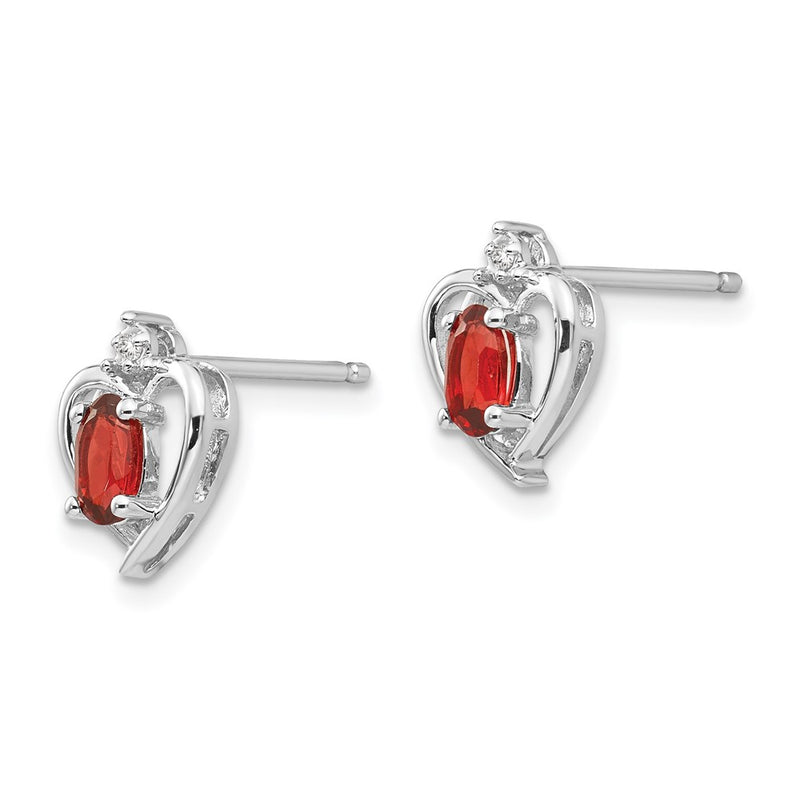 14k White Gold Garnet Diamond Earring