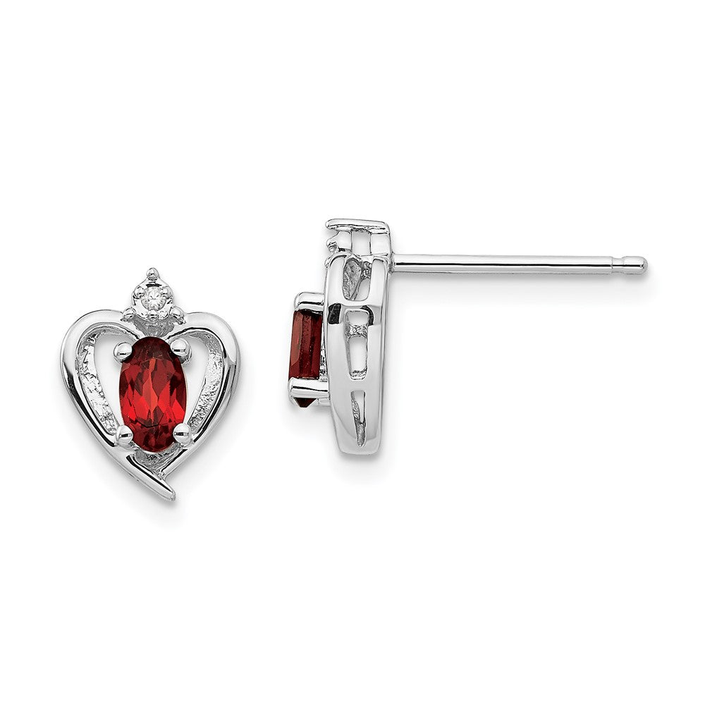 14k White Gold Garnet Diamond Earring