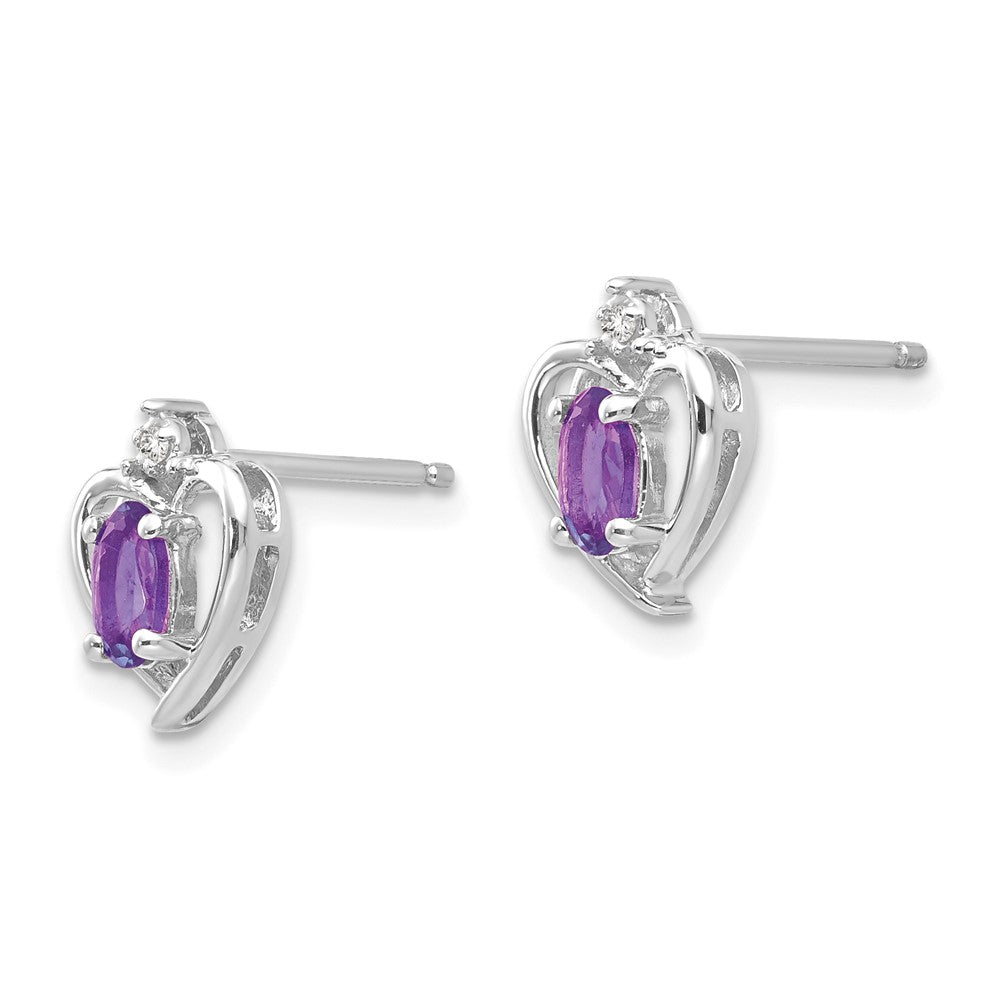 14k White Gold Amethyst Diamond Earring