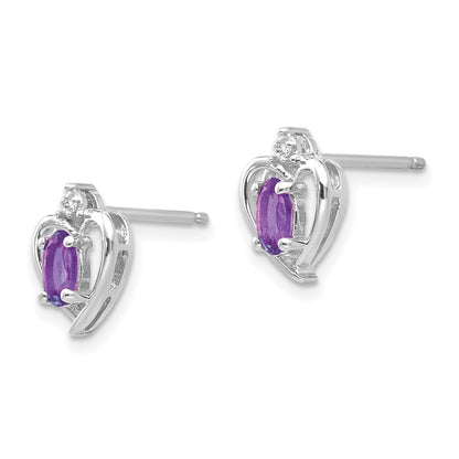 14k White Gold Amethyst Diamond Earring
