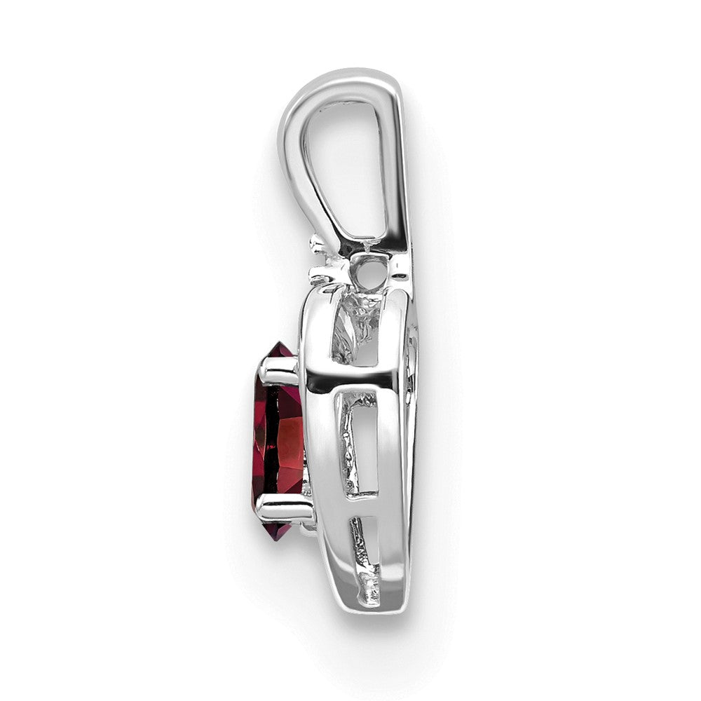 14k White Gold Garnet Diamond Pendant